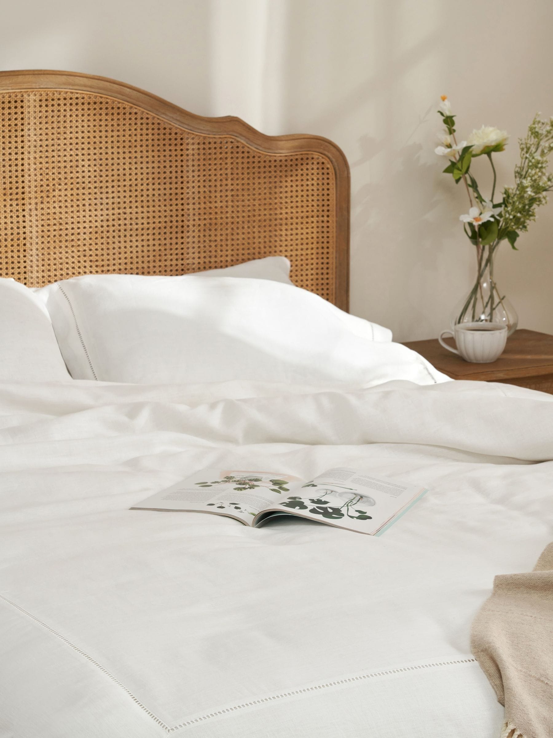 Truly White linen ladder stitch duvet cover (British brand)