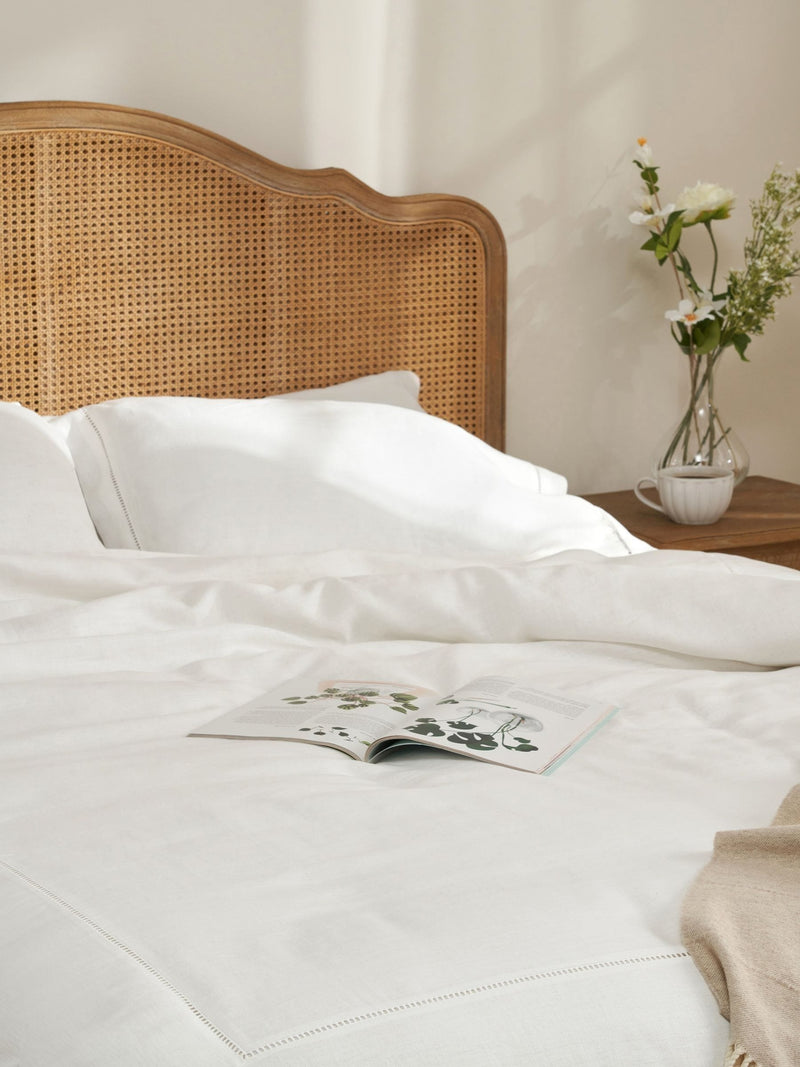 Truly White linen ladder stitch duvet cover (British brand)