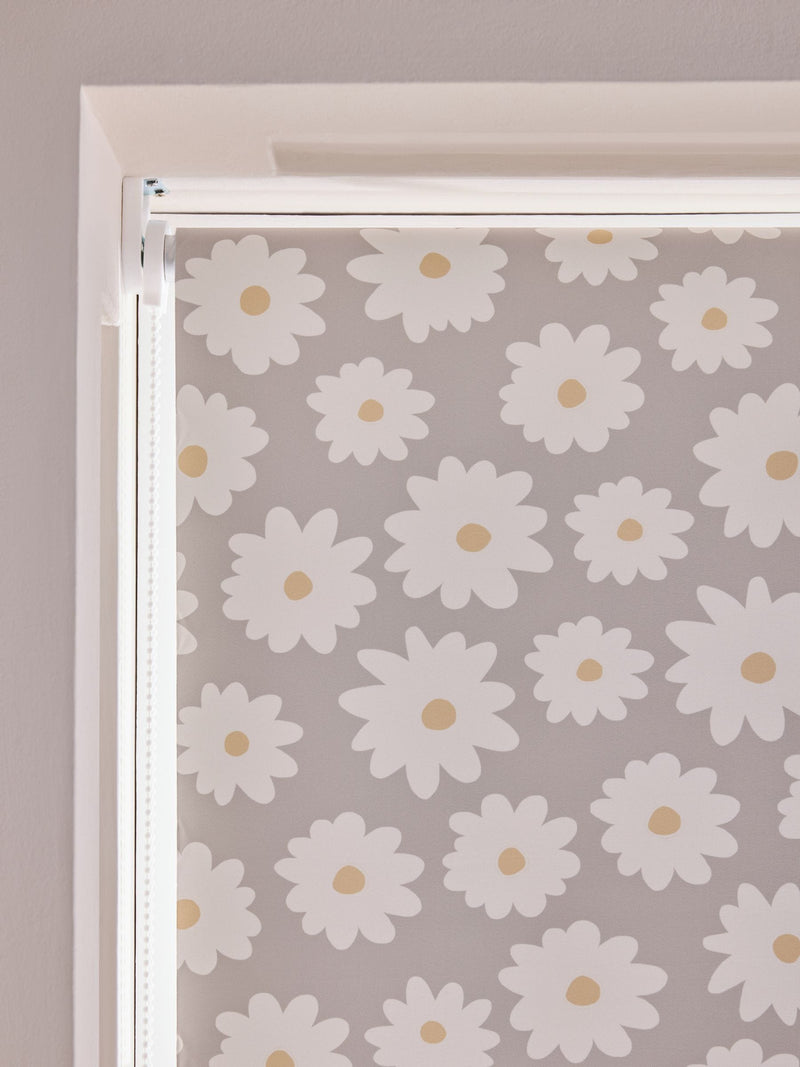 Natural daisy print blackout roller blind for bathroom - British product