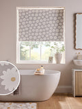Natural daisy print blackout roller blind for bathroom - British product