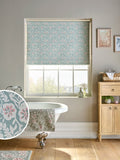 Sage green floral blackout roller blind - British product