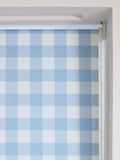 Blue gingham check roller blind (British brand)