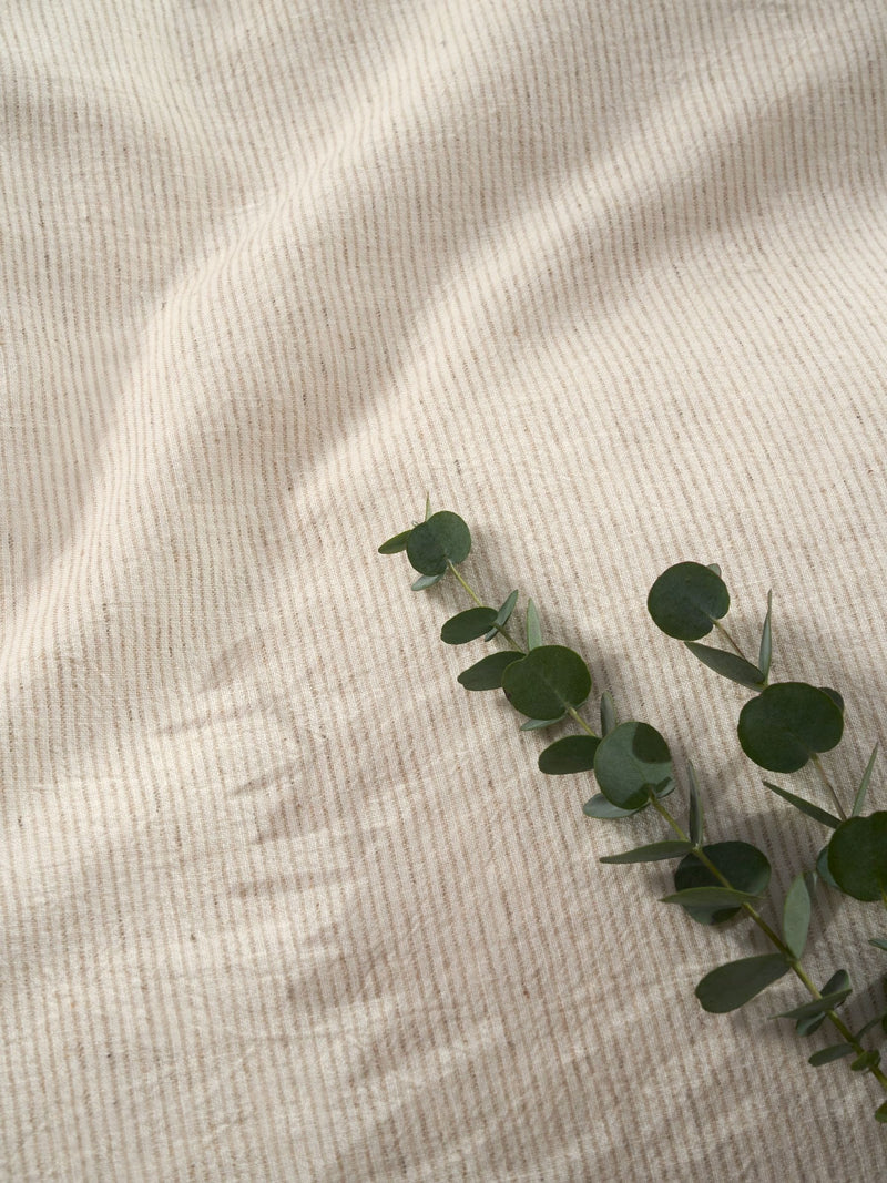 Truly mushroom stripe linen cotton duvet cover (British brand)