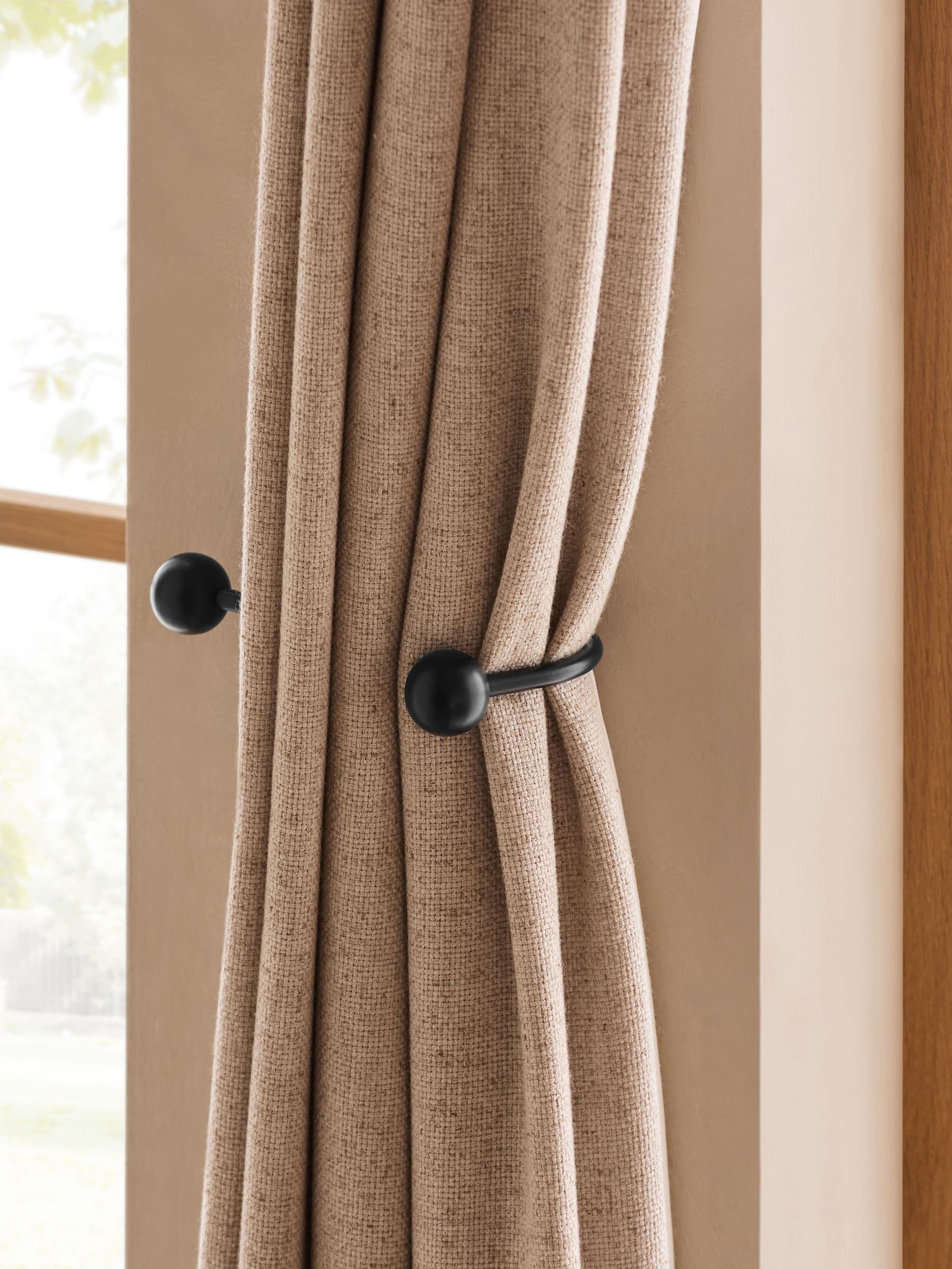 Black double ball curtain holdbacks set of 2, imported from the UK