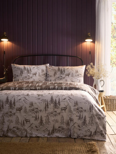 Next Dreams & Drapes Natural Alpine Stag Brushed Cotton Duvet Cover Set- Buy online at McGrocer