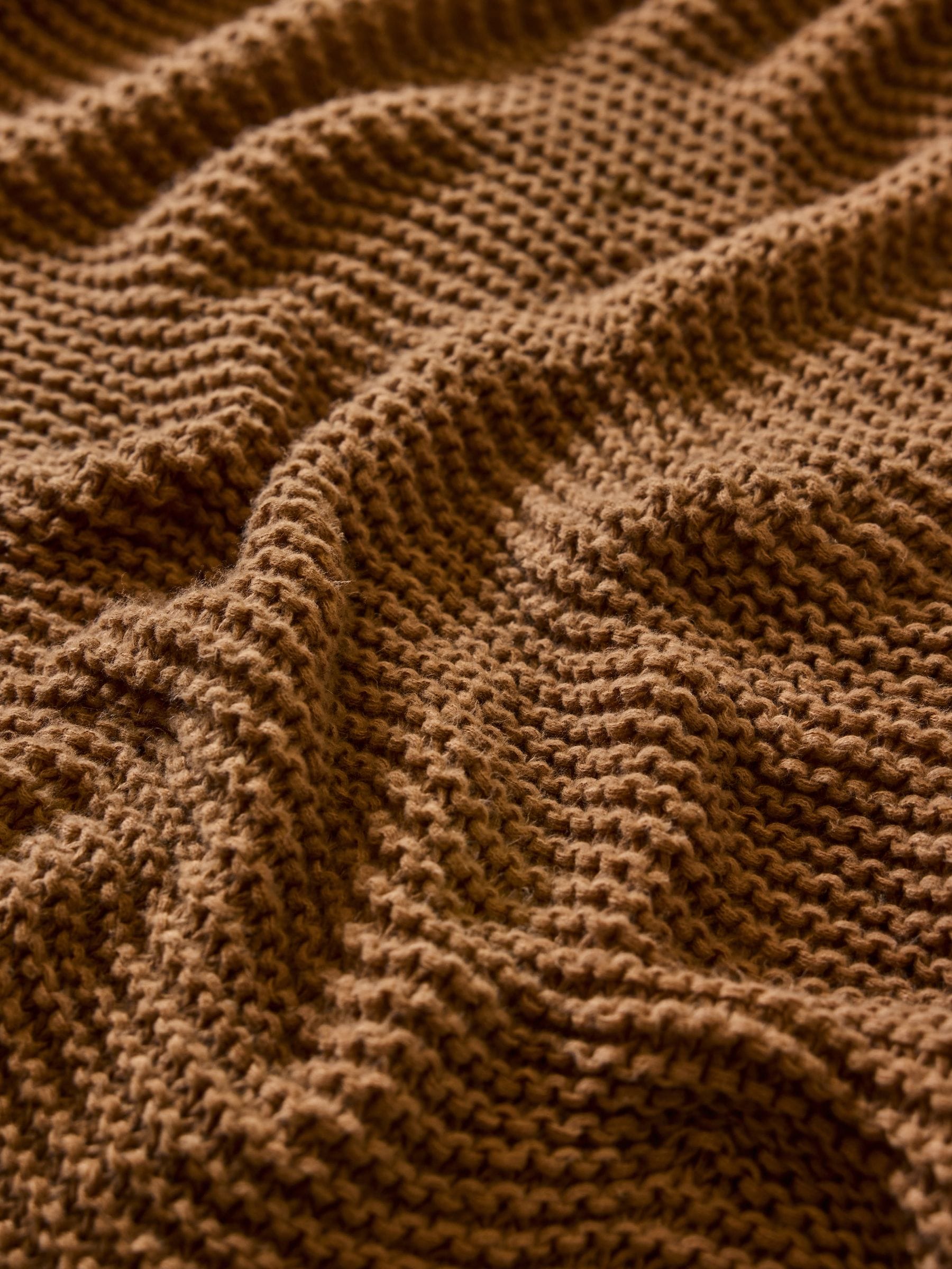 Laura Ashley caramel brown Hanwell knitted scallop throw 170x130cm, imported from the UK