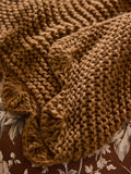 Laura Ashley caramel brown Hanwell knitted scallop throw 170x130cm, imported from the UK