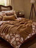 Laura Ashley caramel brown Hanwell knitted scallop throw 170x130cm, imported from the UK