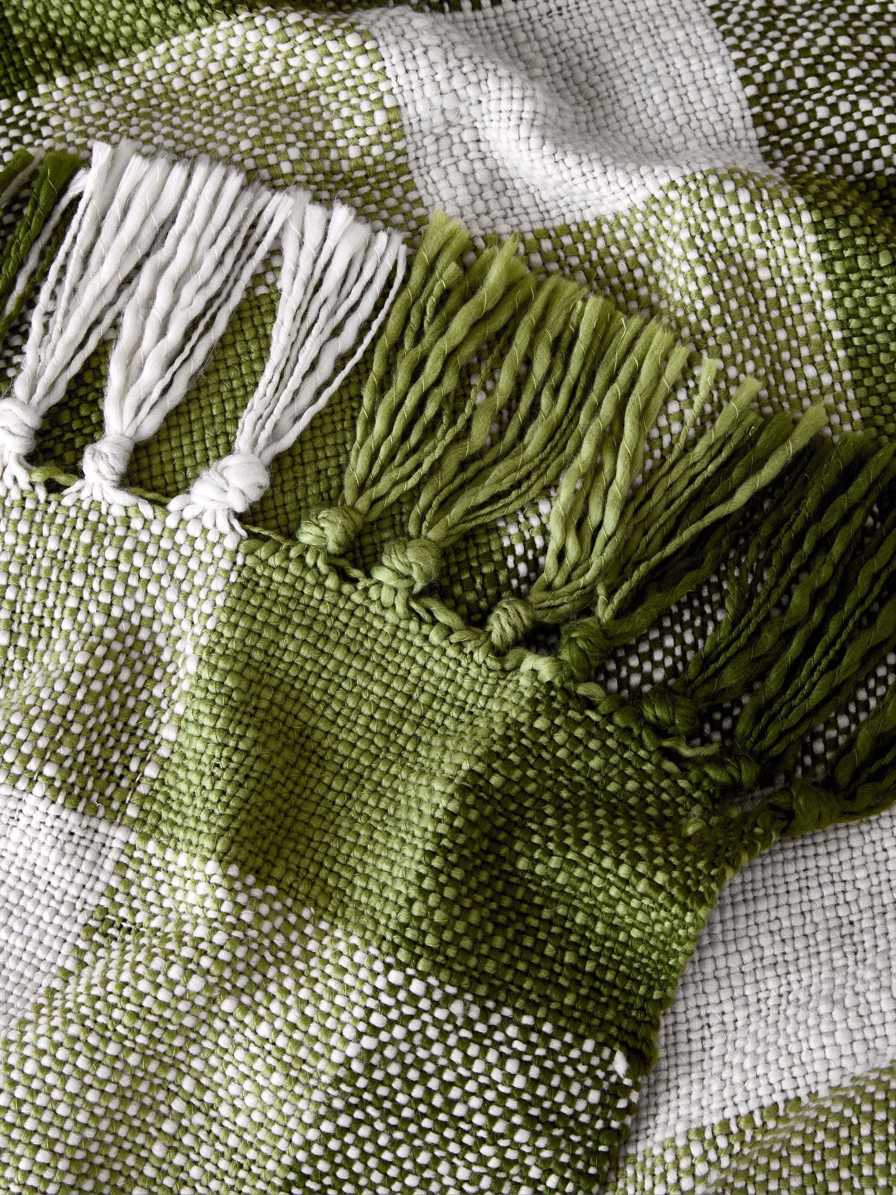 Laura Ashley Olive Green Allonby Check Woven Throw