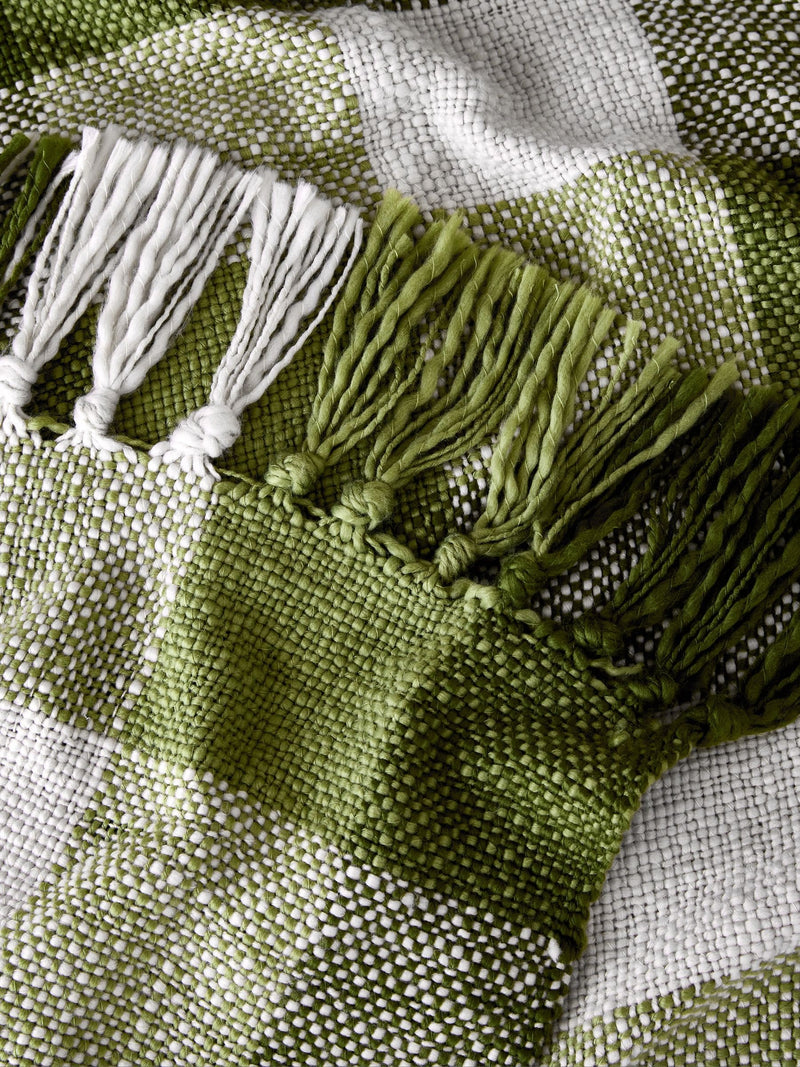 Laura Ashley Olive Green Allonby Check Woven Throw
