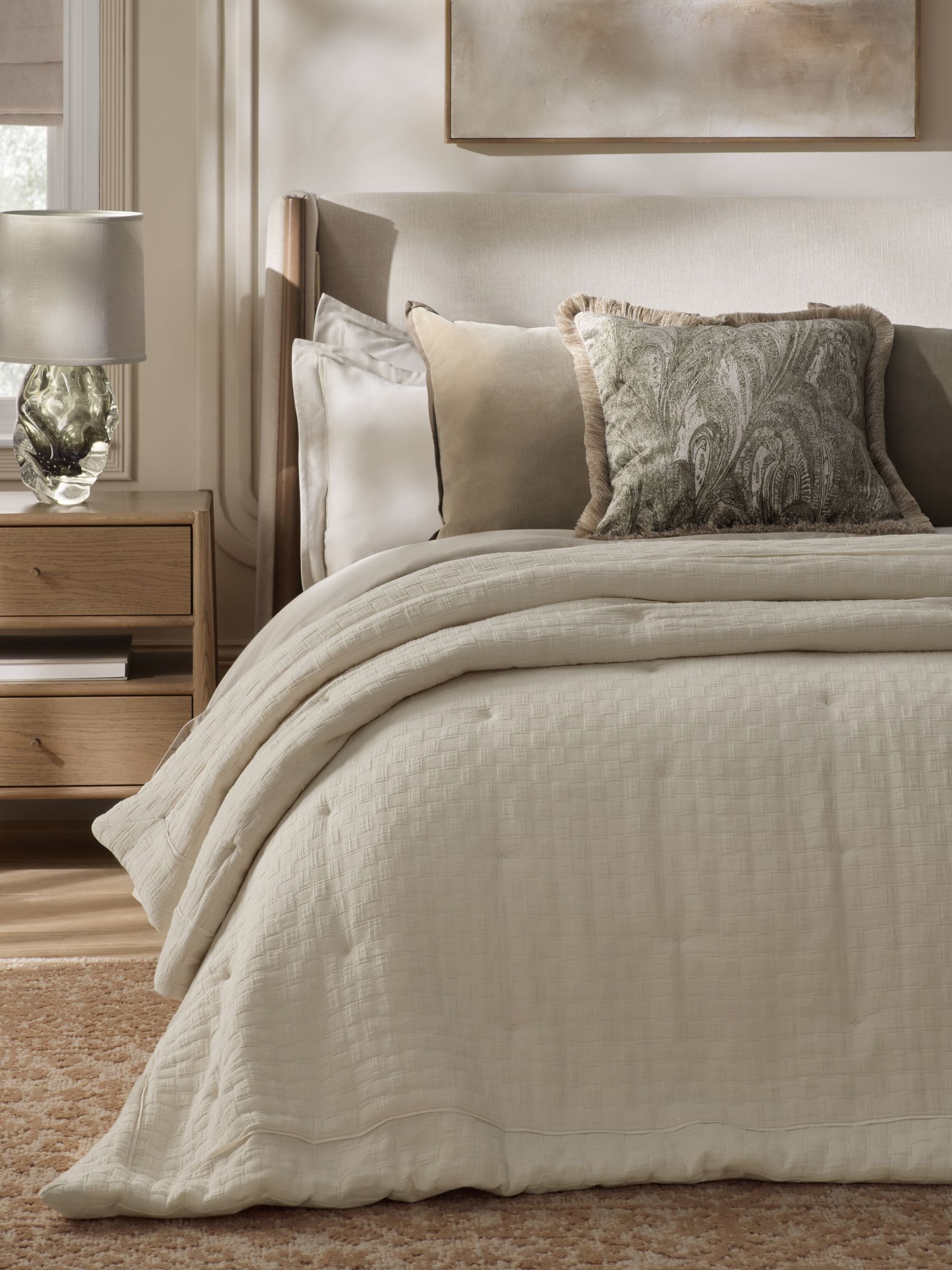 Natural N Premium Check Cotton Bedspread (British brand)