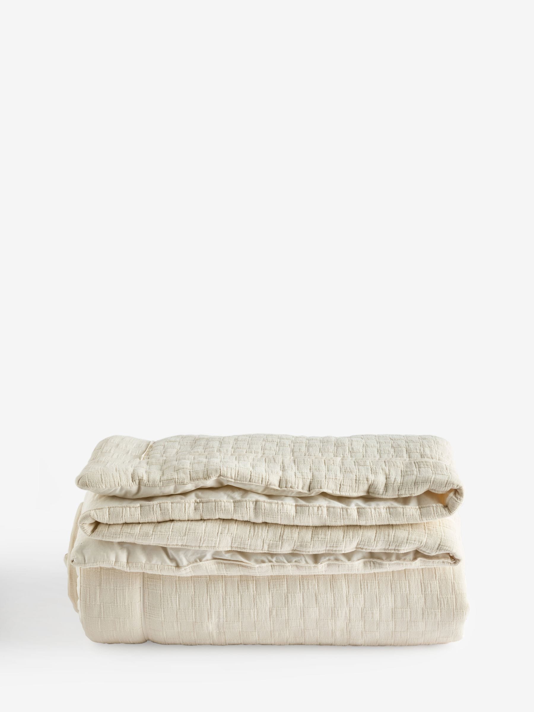 Natural N Premium Check Cotton Bedspread (British brand)