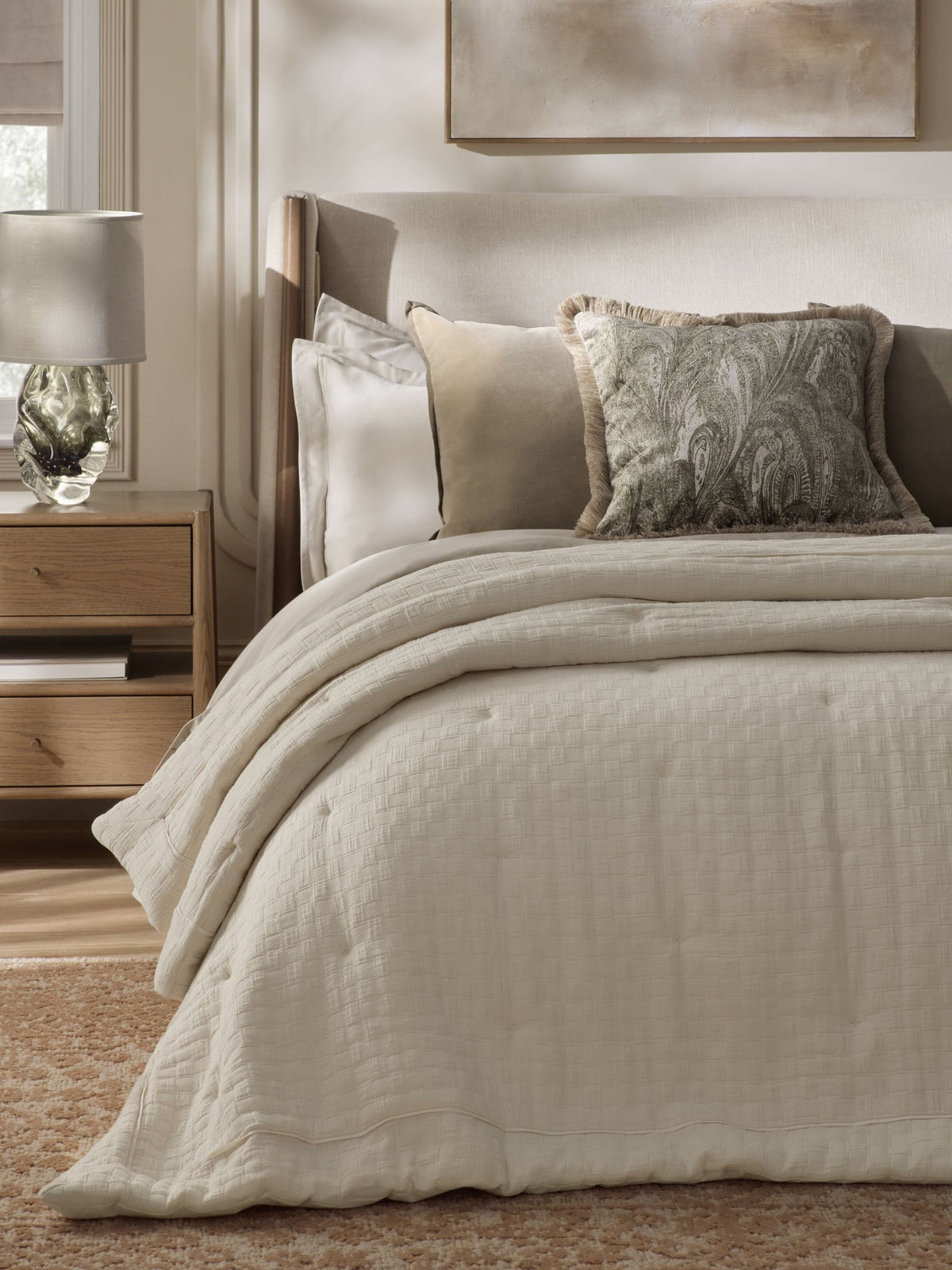 Natural N Premium Check Cotton Bedspread (British brand)
