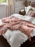 Laura Ashley chunky woven throw plaster pink 170x130cm - British product