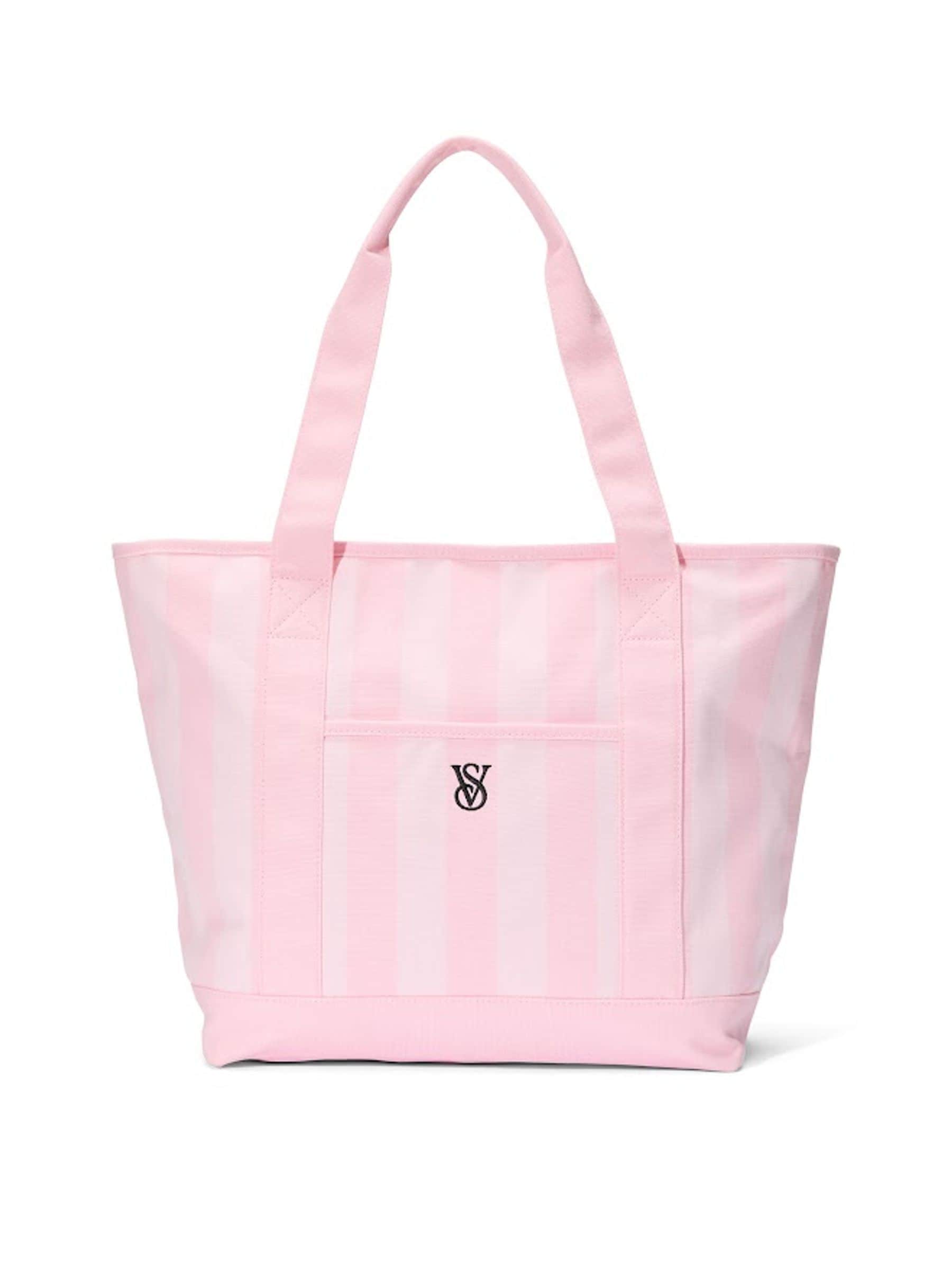 Victoria's Secret pink heritage stripe canvas tote bag, imported from the UK