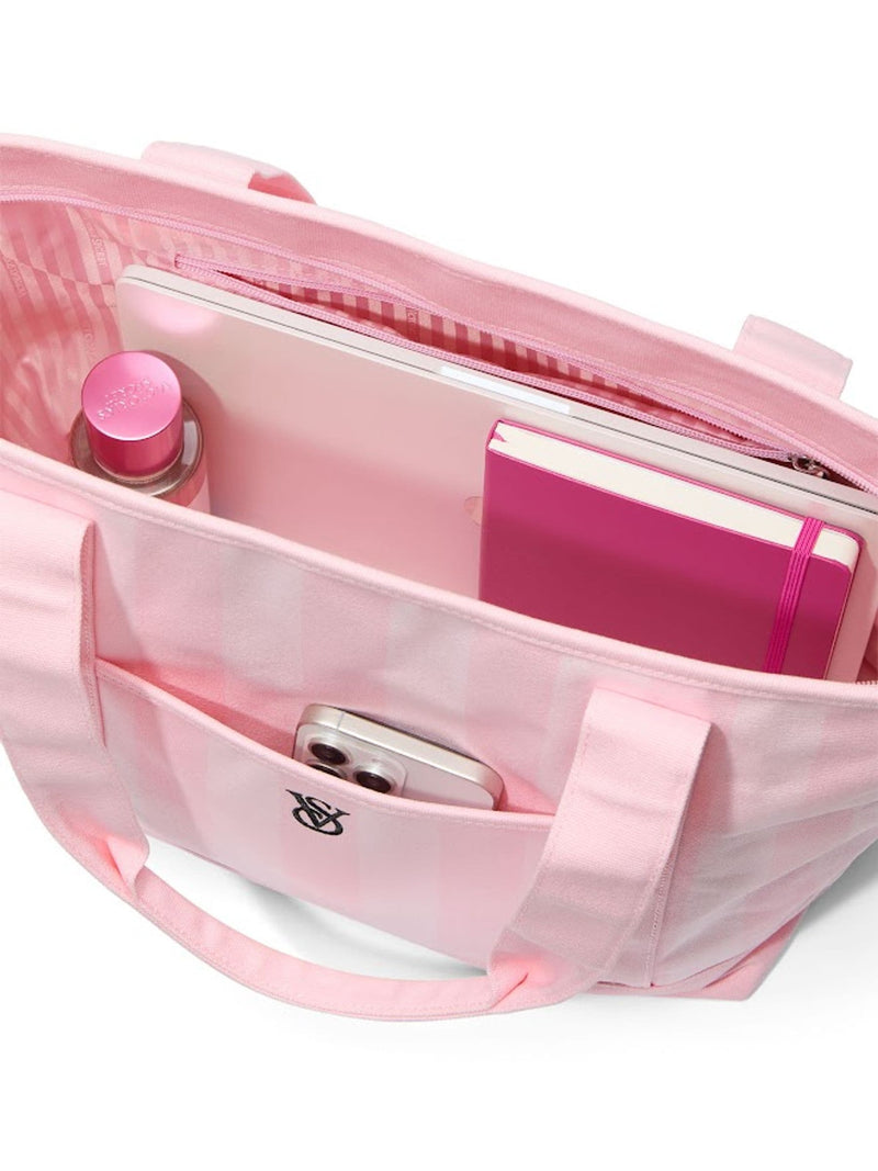 Victoria's Secret pink heritage stripe canvas tote bag, imported from the UK