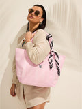 Victoria's Secret pink heritage stripe canvas tote bag, imported from the UK