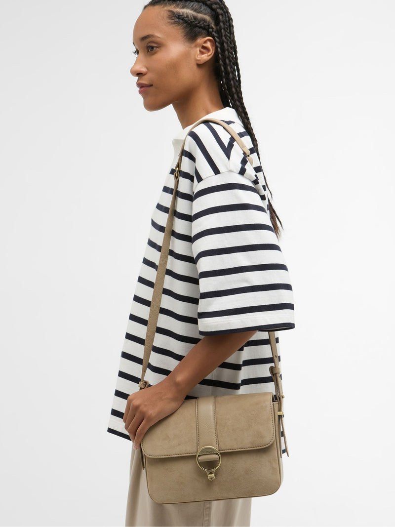 Barbour suede and leather cross-body bag, imported from the UK