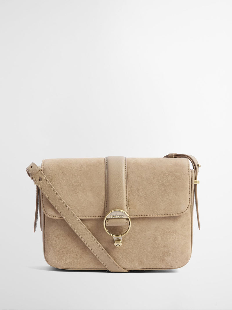 Barbour suede and leather cross-body bag, imported from the UK