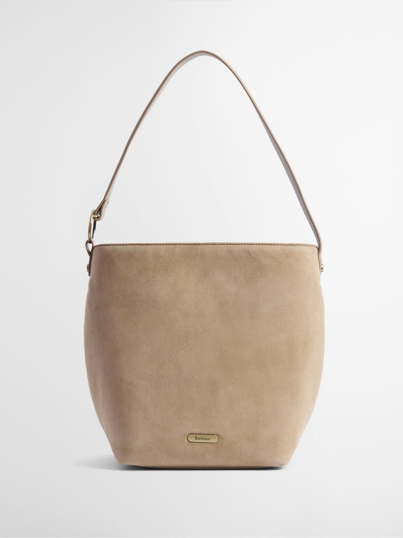 Barbour suedette bucket bag cream cedar 28cm, UK version