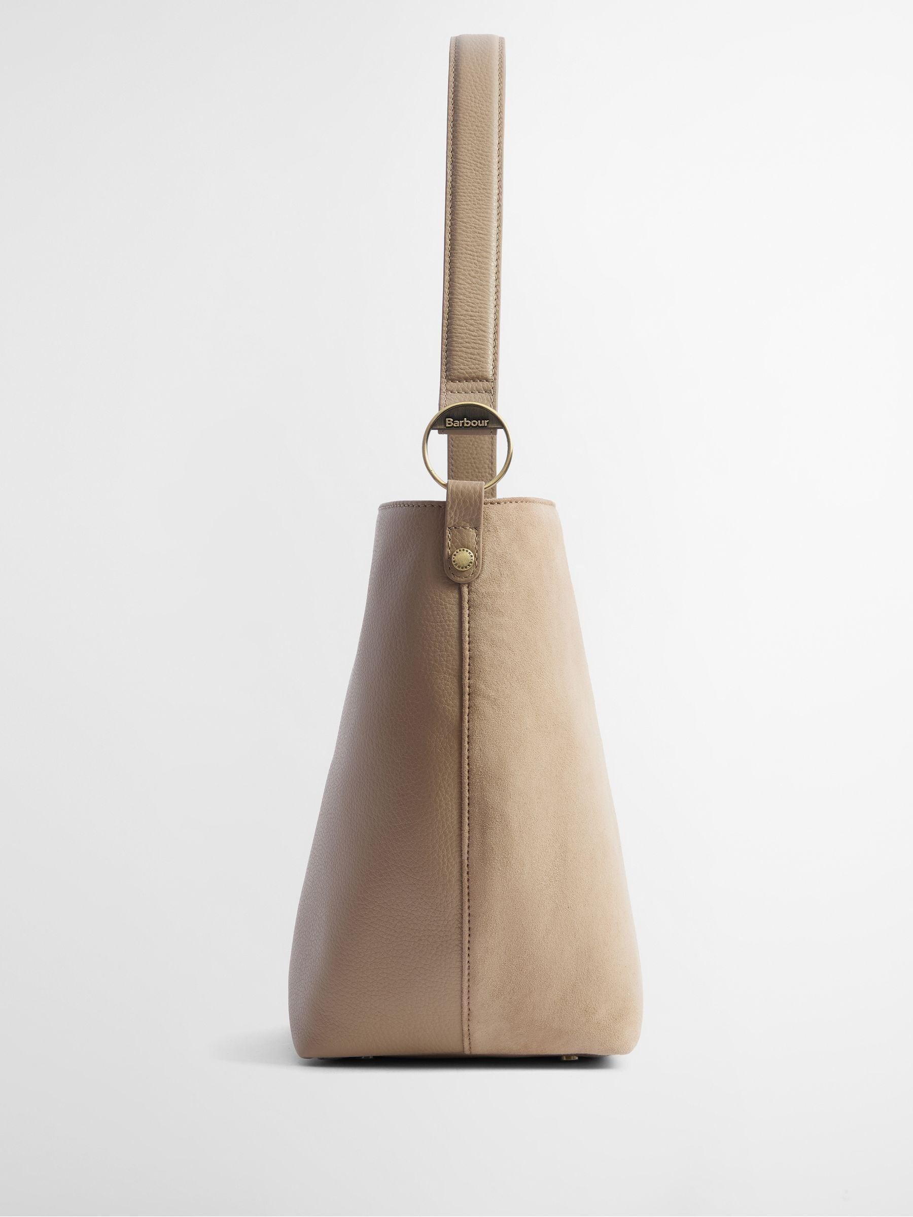 Barbour suedette bucket bag cream cedar 28cm, UK version