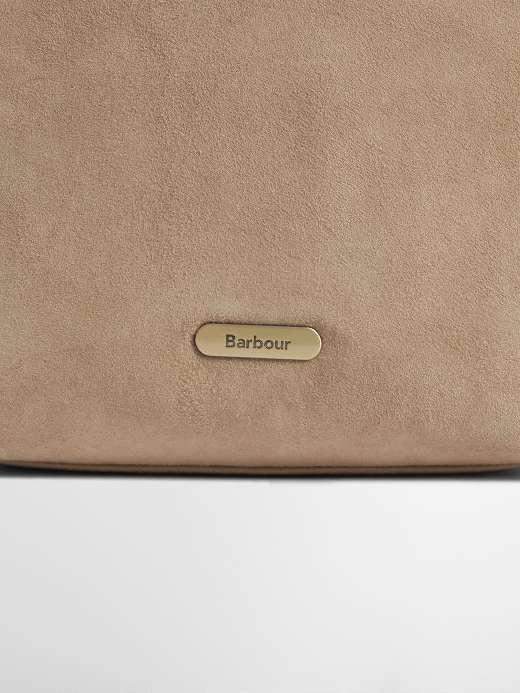 Barbour suedette bucket bag cream cedar 28cm, UK version
