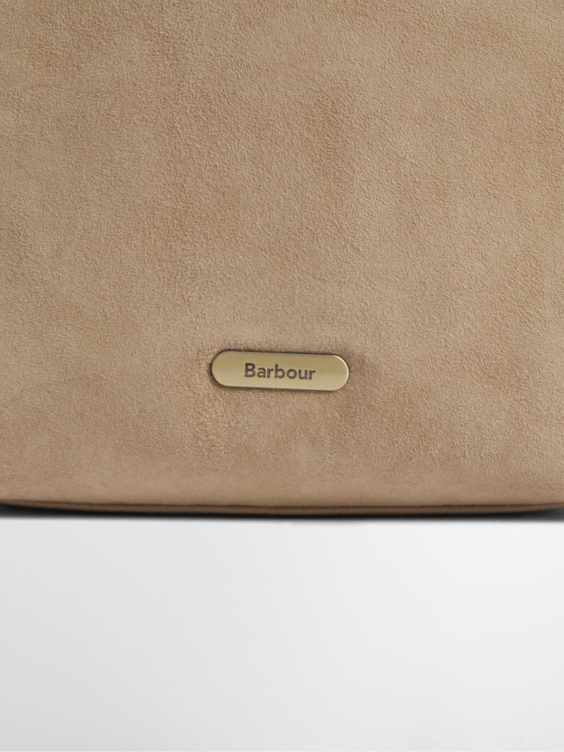 Barbour suedette bucket bag cream cedar 28cm, UK version