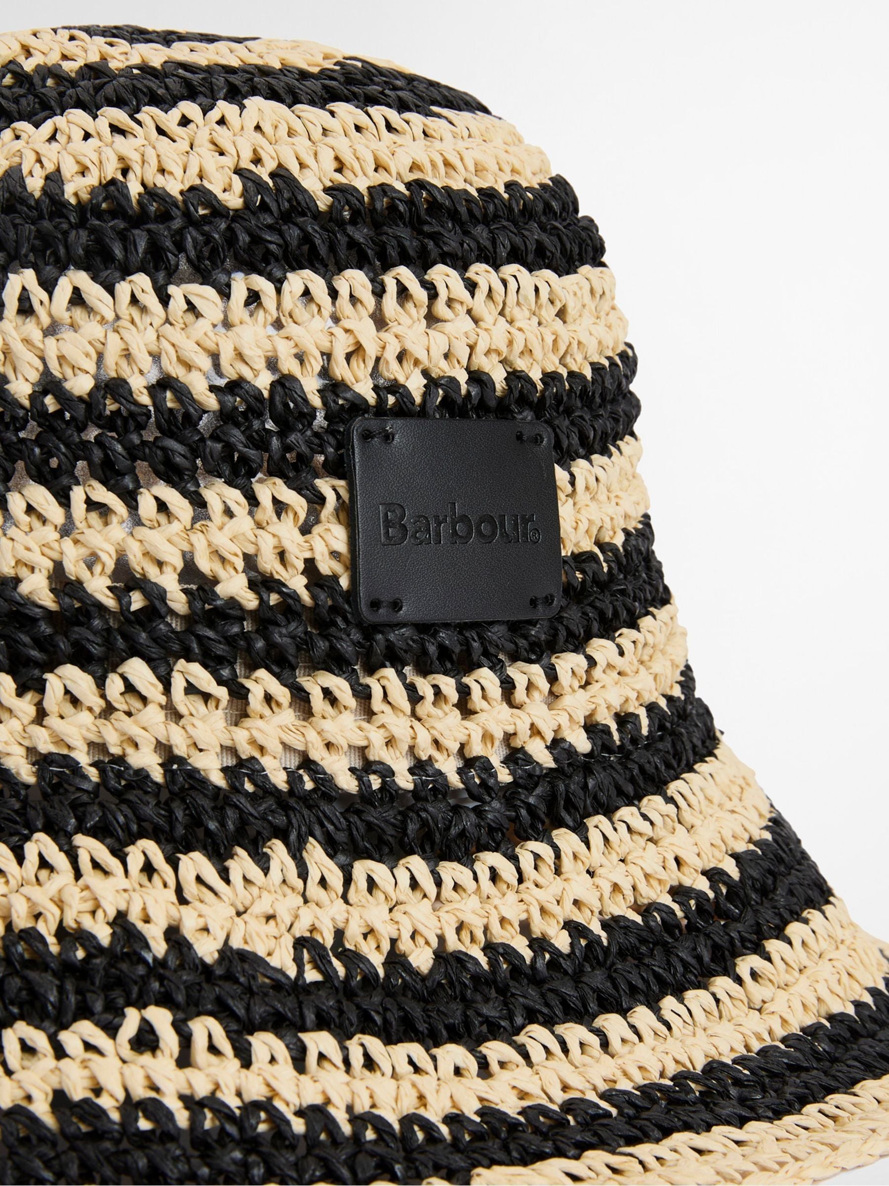 Barbour Annie Stripe Crochet hat in black (British brand)