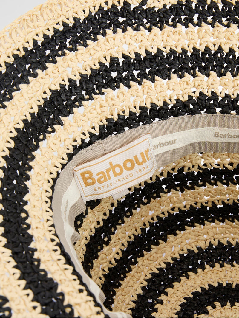 Barbour Annie Stripe Crochet hat in black (British brand)