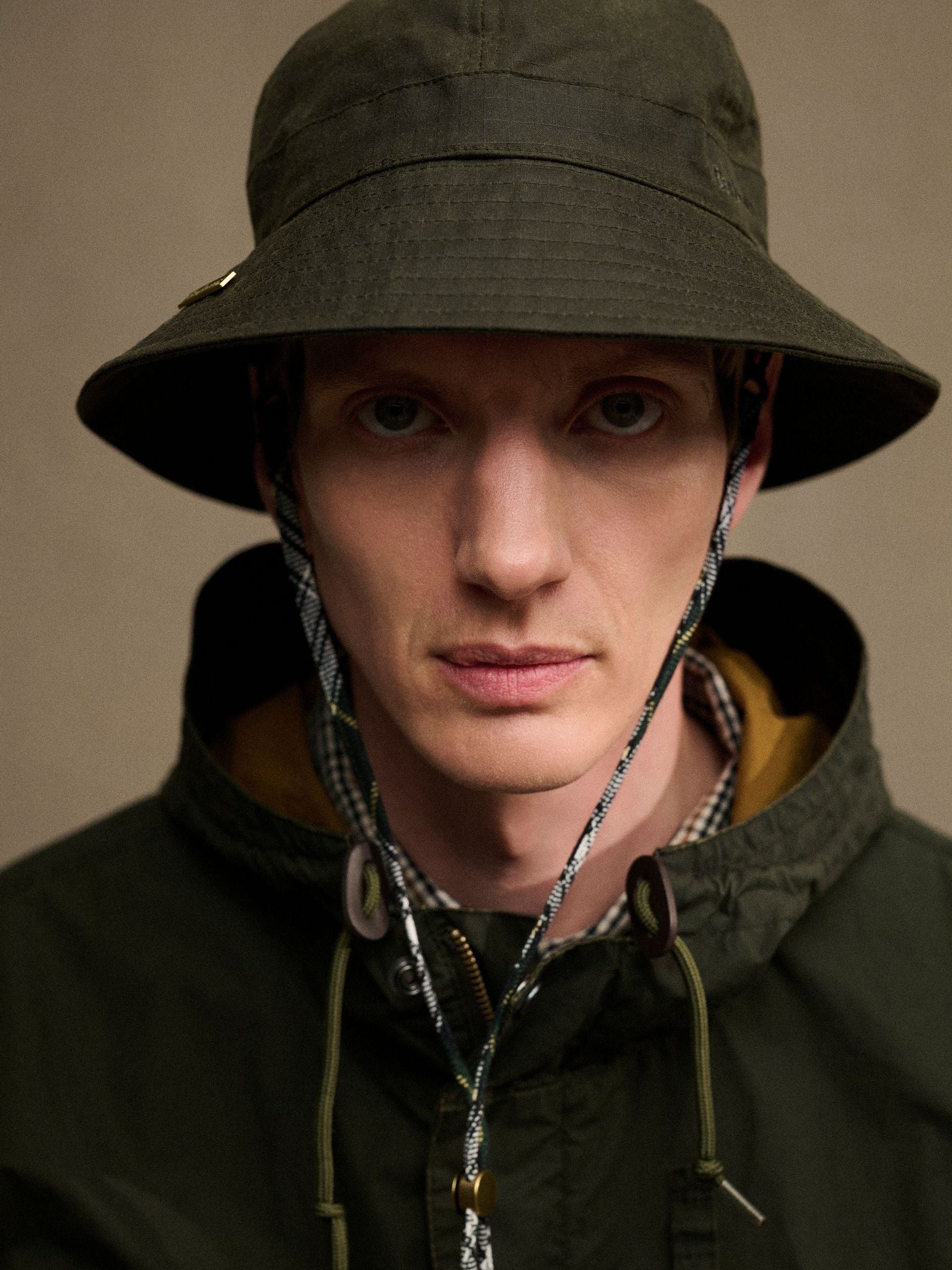 Barbour green Spectator 6 panel bucket hat, imported from the UK