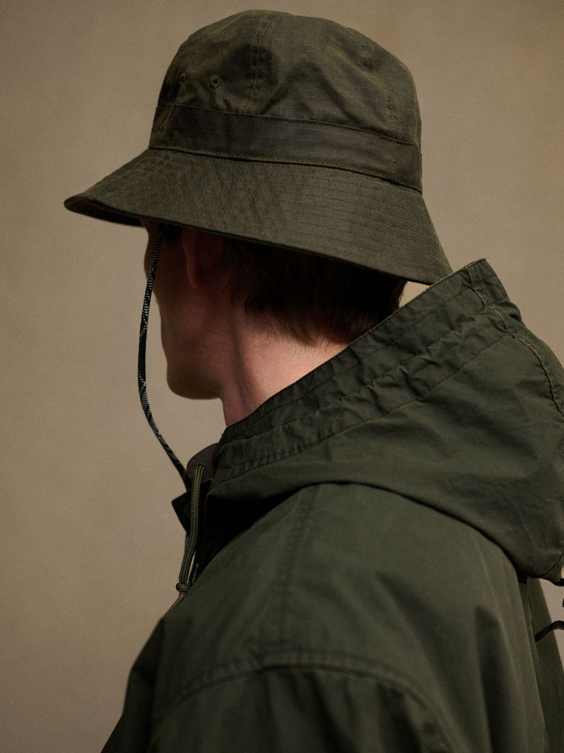 Barbour green Spectator 6 panel bucket hat, imported from the UK