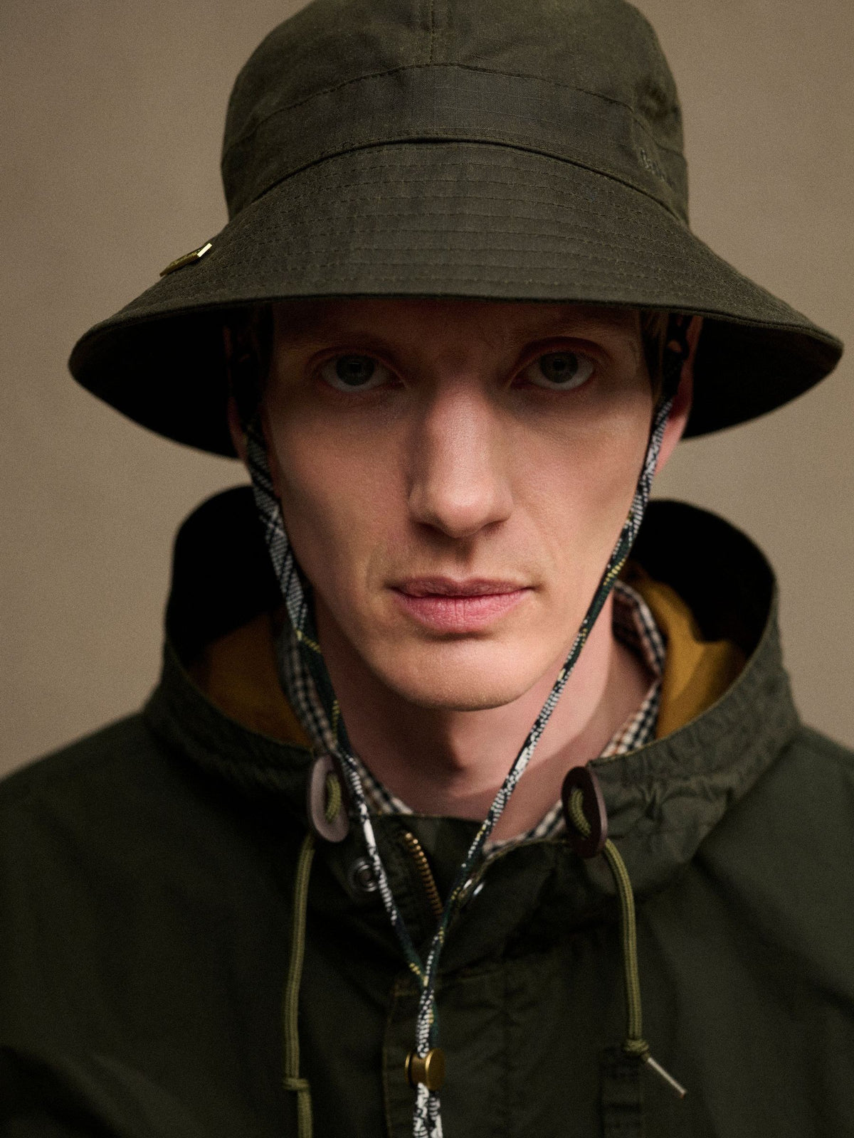 Barbour green Spectator 6 panel bucket hat, imported from the UK