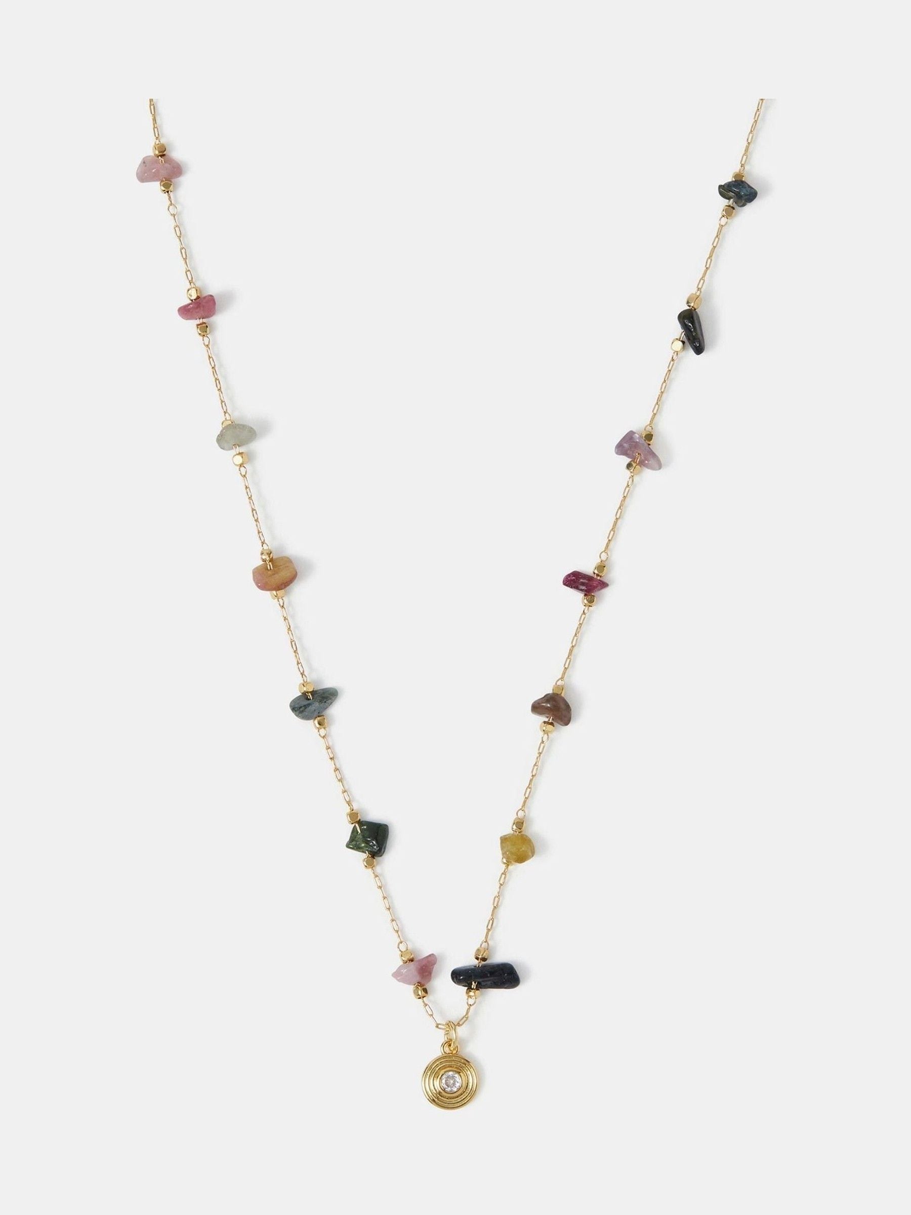 Accessorize 14ct gold semi-precious nugget station necklace - British product