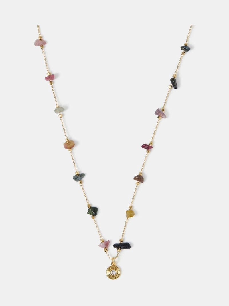 Accessorize 14ct gold semi-precious nugget station necklace - British product
