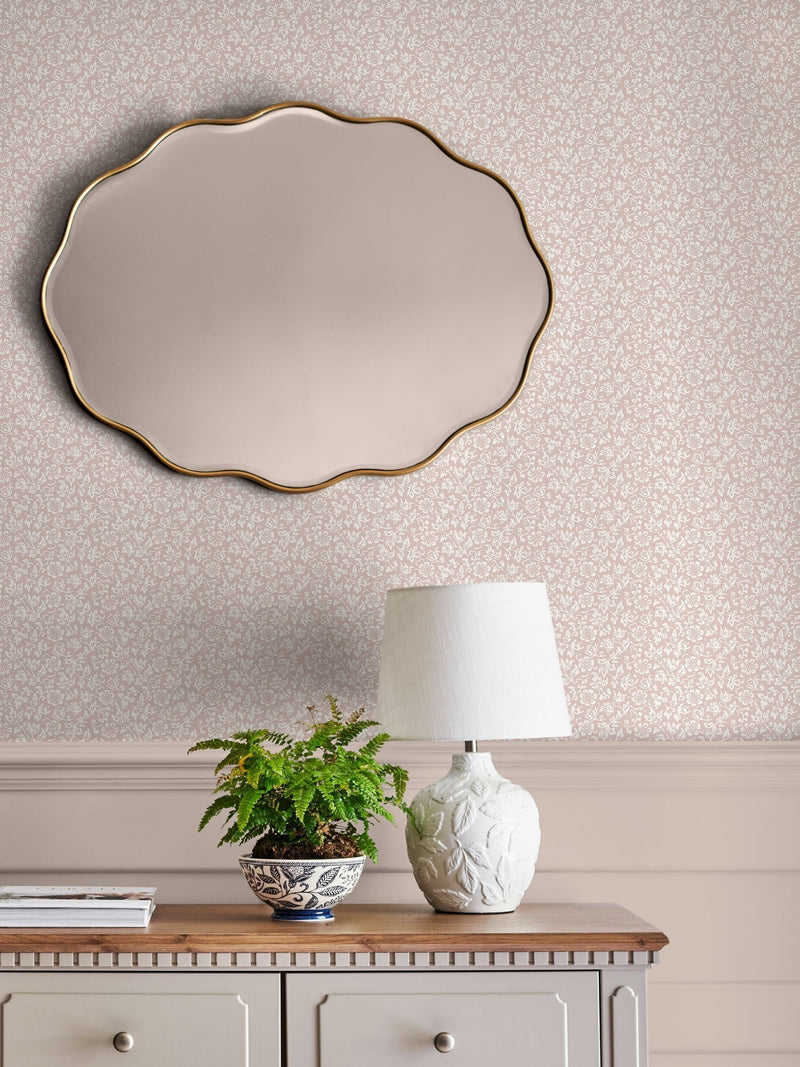 Laura Ashley Plaster Pink Sweet Alyssum wallpaper sample A4 (British brand)