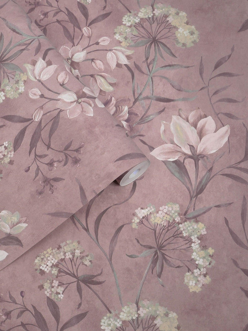 Laura Ashley wallpaper sample Grape Blairmore Floral A4 - British product