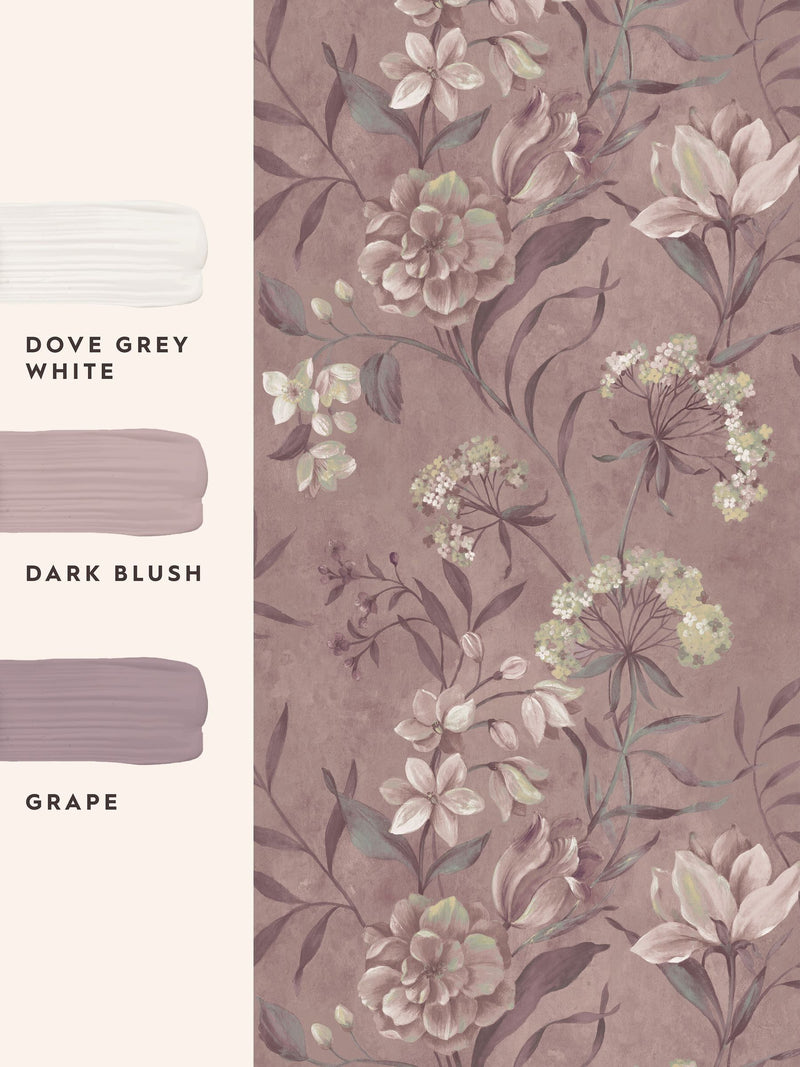 Laura Ashley wallpaper sample Grape Blairmore Floral A4 - British product