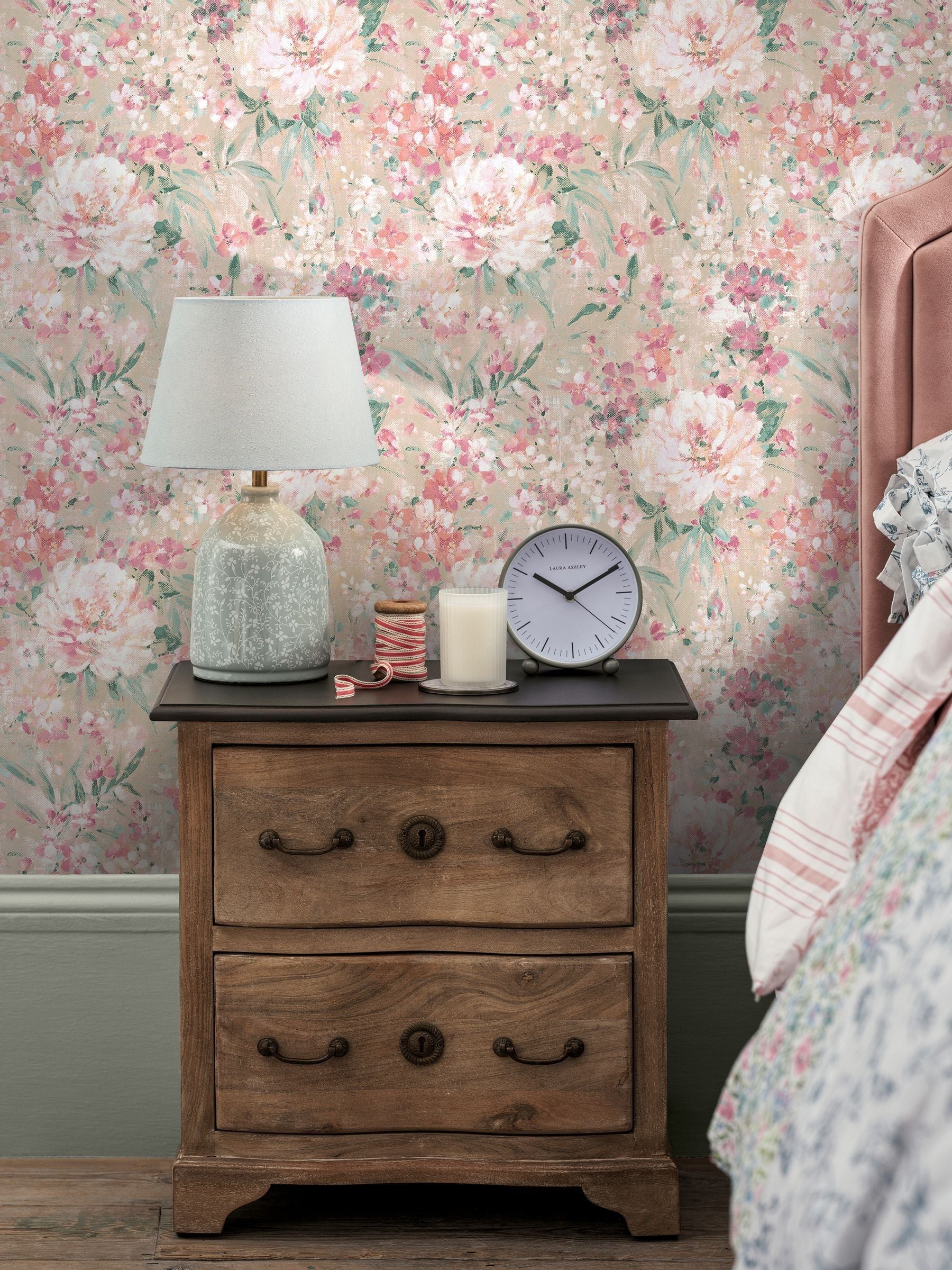 Laura Ashley wallpaper sample Plaster Pink Mayville A4, UK version