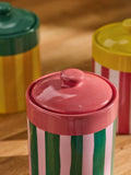 Lucy Tiffney set of 3 multi striped ceramic storage jars (British brand)