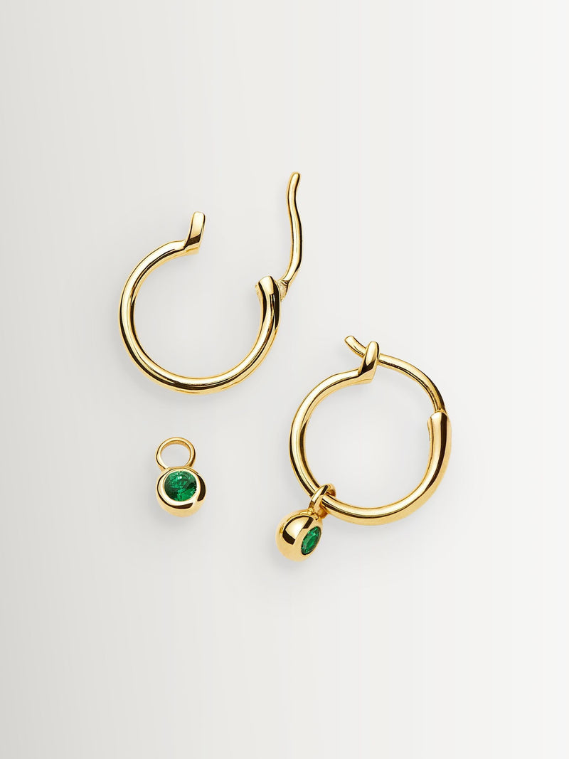 Missoma gold tone tennis charm mini hoop earrings, imported from the UK