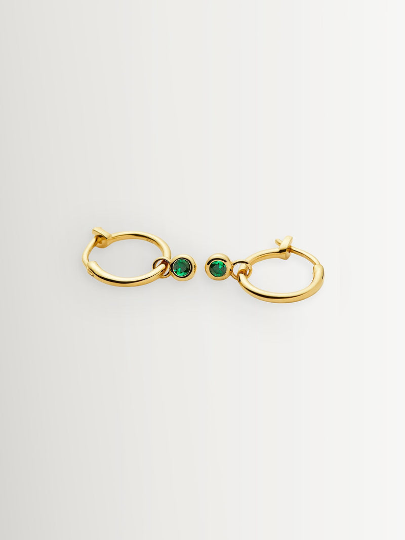 Missoma gold tone tennis charm mini hoop earrings, imported from the UK