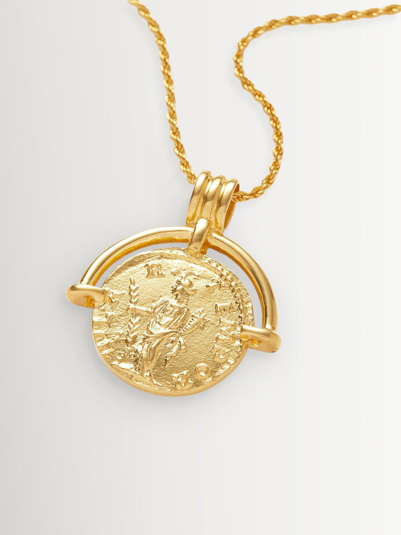 Missoma gold tone Roman arc coin pendant necklace - British product