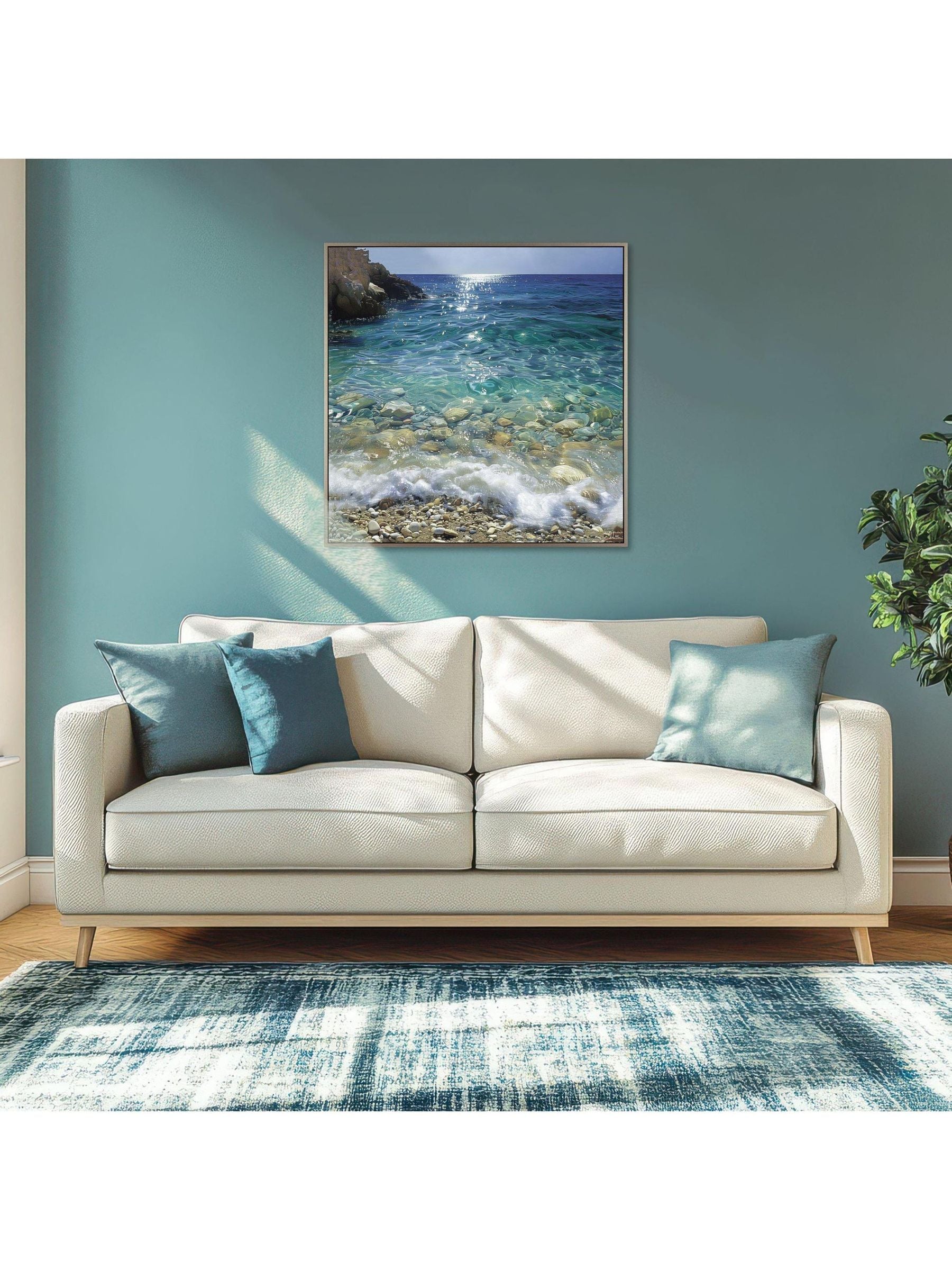 Art Marketing blue crystal waters wall art 81cm square - British product