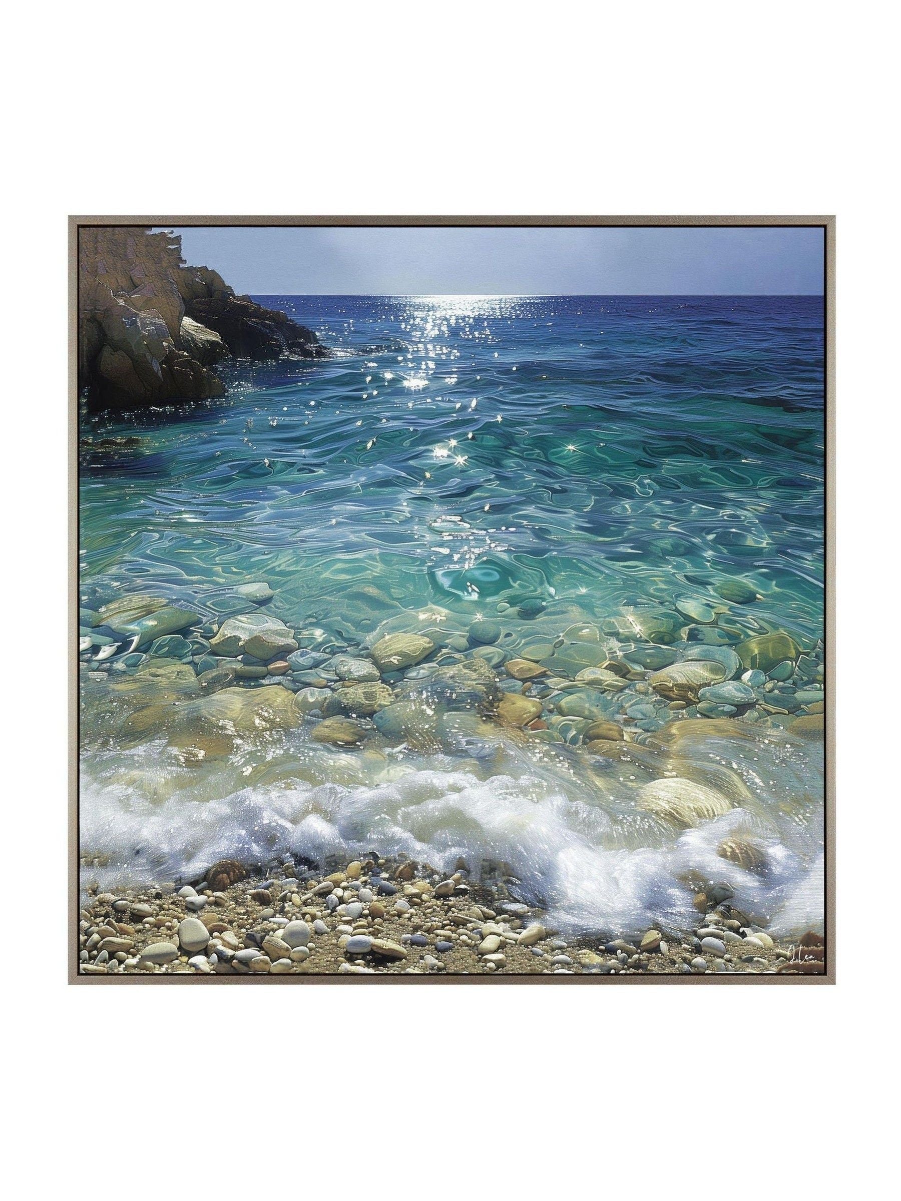 Art Marketing blue crystal waters wall art 81cm square - British product