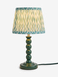 Green Mini Bobbin Table Lamp 31cm height with wooden base, UK version