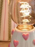 Pink Hearts Table Lamp ceramic and glass decor - British product
