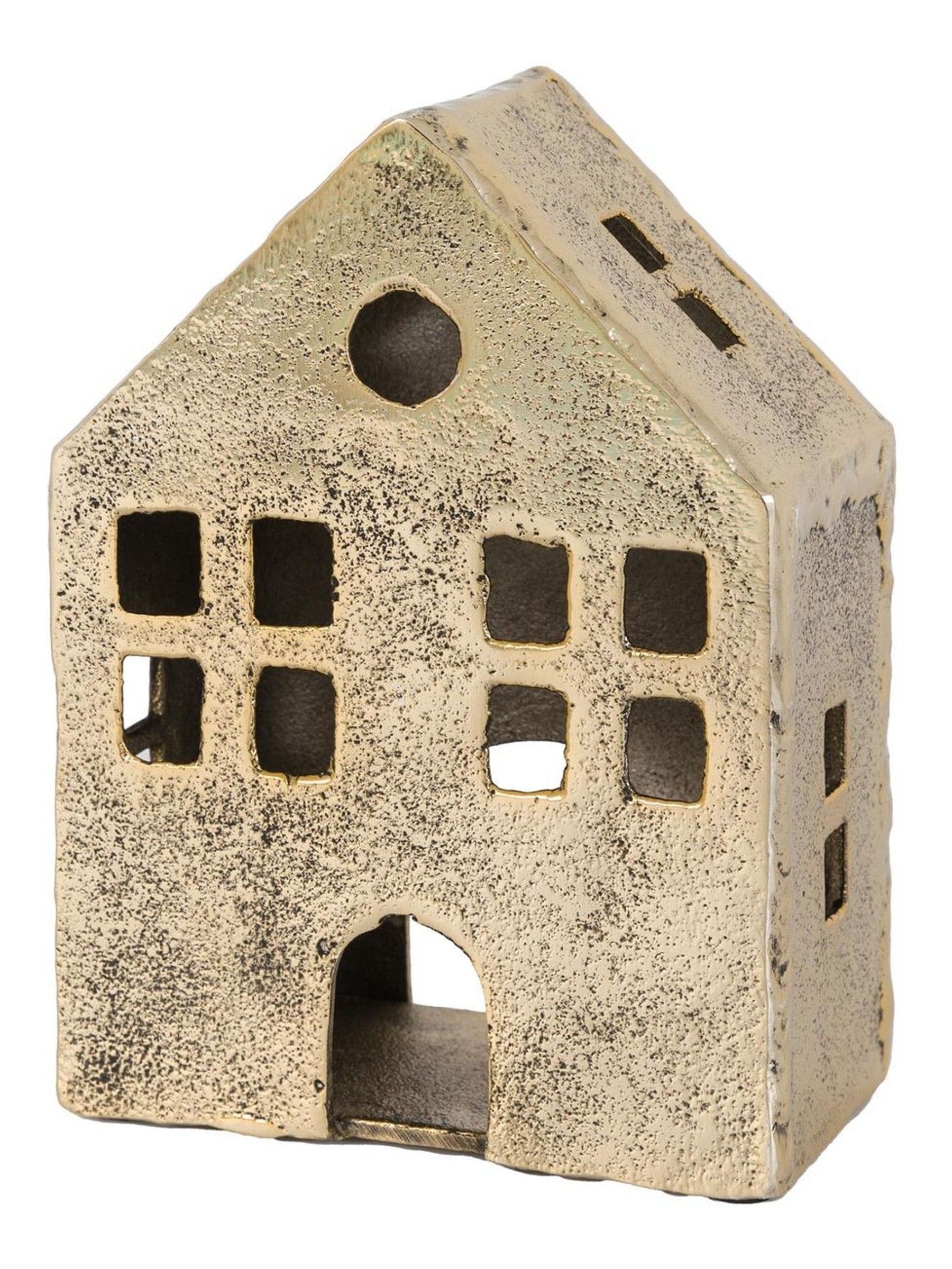 Gallery Home rustic metal tealight holder antique gold (British brand)