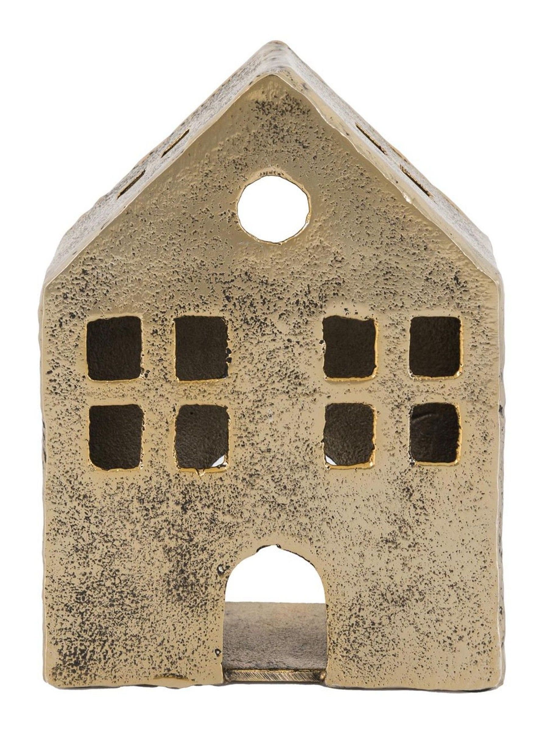 Gallery Home rustic metal tealight holder antique gold (British brand)