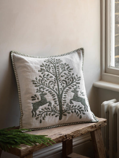 Next Gallery Home Green Woodland Tree Scene Embroidered Cushion One Size- Buy online at McGrocer