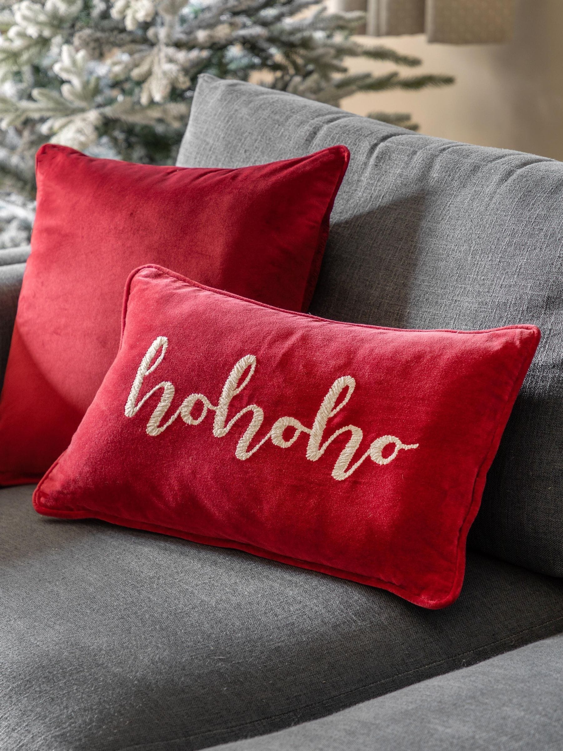 Gallery Home HoHoHo chenille embroidered cushion 30x50cm, UK version